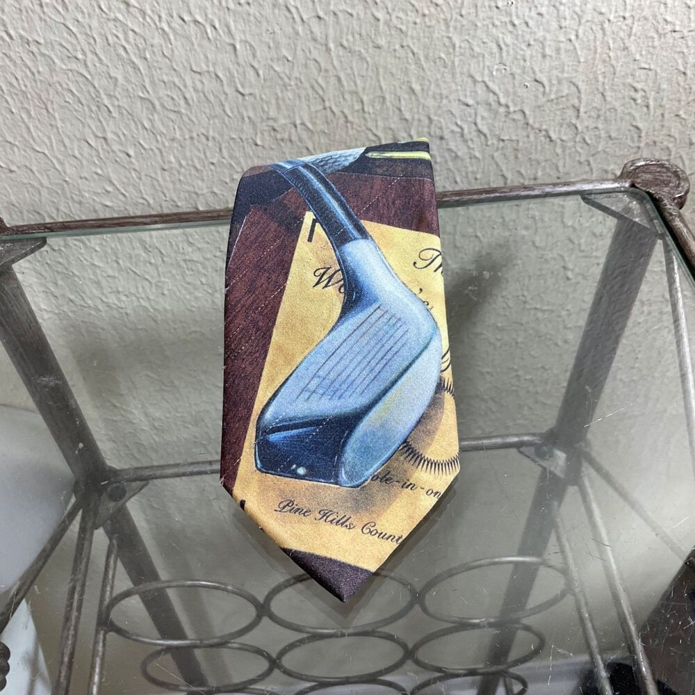 Original Ralph Marlin Golf Theme Neckwear Mens Tie multi color 100% poly 55.25”